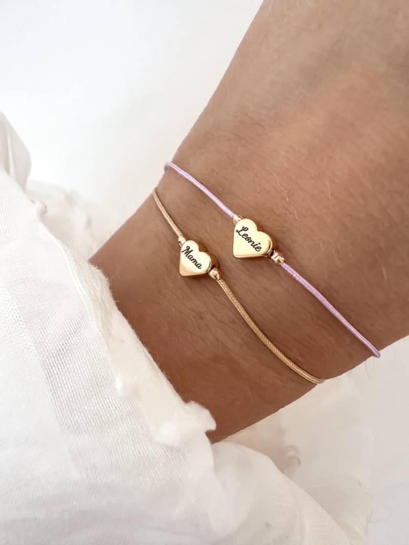 Herz Armband Mit Namen Oder Initialen, Geschenk Beste Freundin, Schwestern, Für Jede Größe, Personalisiertes Armband, Gold, Makrameeband von Liebeliin