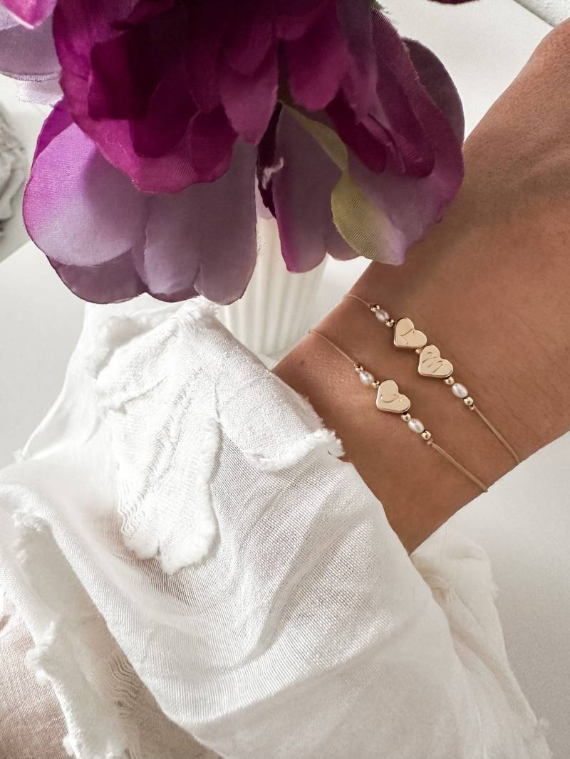 Initialen Herz Armband Mit Süßwasserperlen, Personalisierbar, Buchstabe Benutzerdefiniert, Gravur, Mama, Customized Disc, Trend, Tochter von Liebeliin