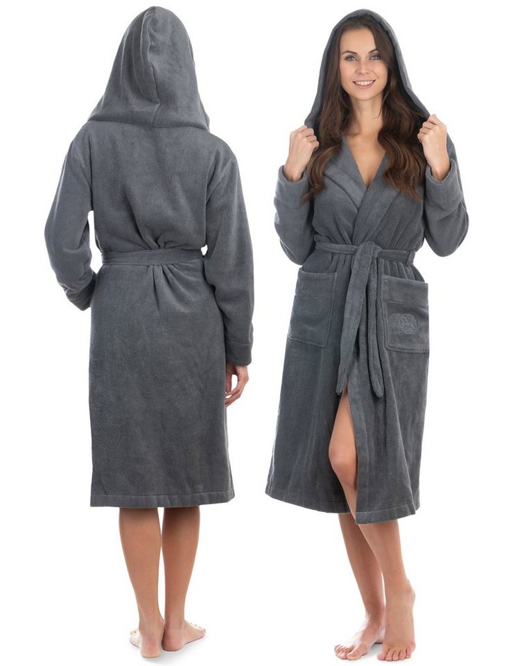 Liebenstein Damenbademantel Samtweicher Bademantel aus 100% Baumwolle, mit Kapuze von Liebenstein