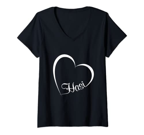 Damen Ich liebe Hasi Kosename Herzdesign Jahrestagdesign T-Shirt mit V-Ausschnitt Damen Ich liebe Hasi Kosename Herzdesign Jahrestagdesign T-Shirt mit V-Ausschnitt von Liebesbeweis Kosename Partner Jahrestag Geschenk