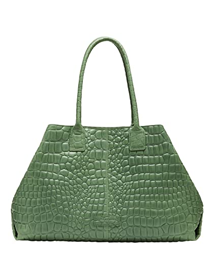 Liebeskind Berlin Croco Chelsea Handtasche, Palm Green, Large H x W x D (cm): 32 x 48 x 16 von Liebeskind