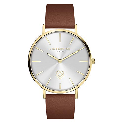 Liebeskind Berlin Damen Analog Quarz Uhr mit Leder Armband LT-0252-LQ Ip Gold-braun von LIEBESKIND