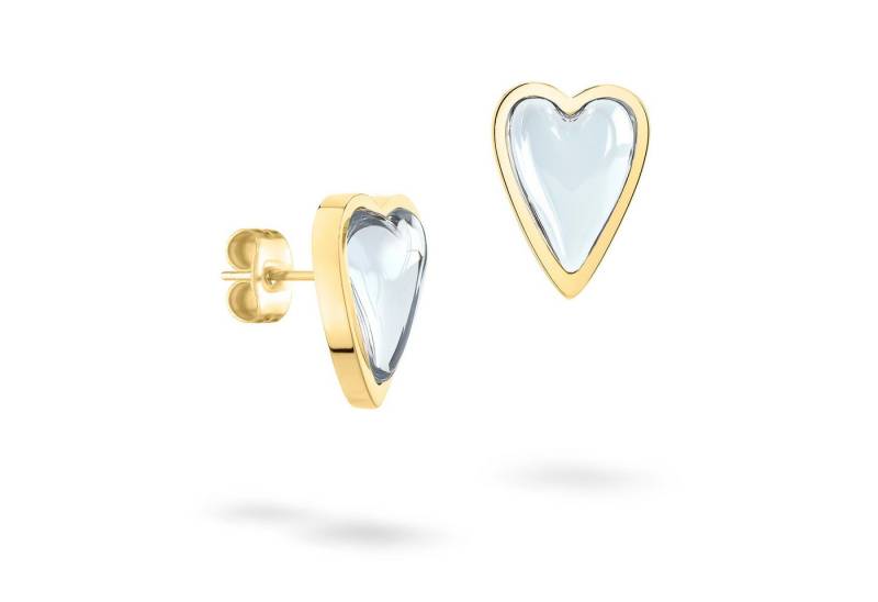 Liebeskind Berlin Paar Ohrstecker Schmuck Geschenk Edelstahl Ohrringe Glass Heart, mit Glasstein von Liebeskind Berlin