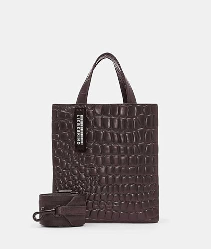 Liebeskind Berlin Paper Bag Croco Tote Handtasche, Small (HxBxT 25cm x 20.5cm x 11.5cm), Dark Mandarine von Liebeskind