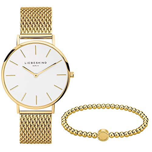 Liebeskind Berlin Set aus Armbanduhr und Armband LS-0091-MQB IP gold von LIEBESKIND