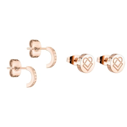 LIEBESKIND Creolen LJ-0912-E-08 IP Roségold & Damen-Ohrstecker Edelstahl glänzend, rosé, One Size, LJ-0082-E-07 von Liebeskind