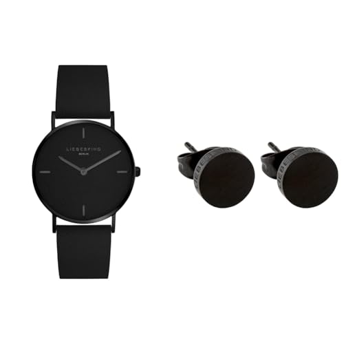 Liebeskind Armbanduhr LT-0134-LQ IP Black & Ohrstecker LJ-0067-E-07 IP Schwarz, Edelstahl von Liebeskind