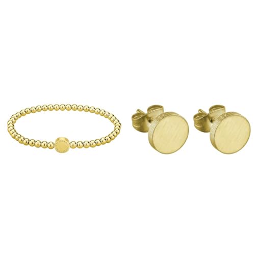 Liebeskind Beads 6mm mit Logotag in Edelstahl & Damen-Ohrstecker Edelstahl mattiert - LJ-0050-E-07 von Liebeskind