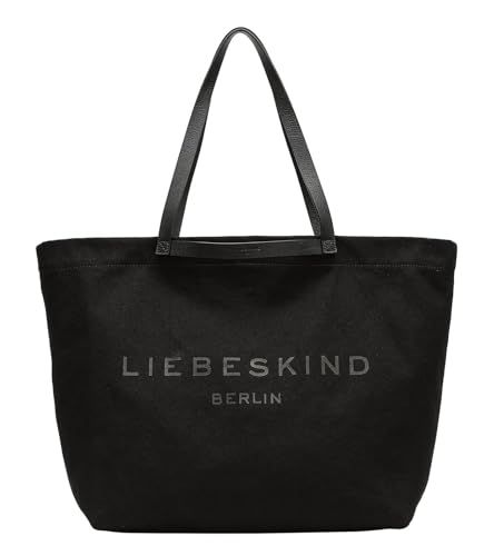 Liebeskind Berlin Damen-Shopper „Aurora“ – Große Canvas-Tasche Damen mit Reißverschlussfach und Leder-Schulterriemen – Shopper Bag Women – Passend für Laptops bis 16 Zoll – Light Bag, 01 Black 1 von Liebeskind