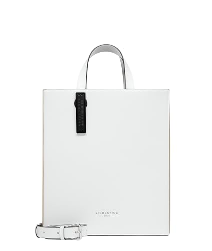 Liebeskind Berlin Paperbag Tote M – Paperbag Tasche aus Leder mit Jacquard-Schultergurt & Logodetails I Damen-Tasche | Leder Handtasche Damen | Women’s Tote Bag von Liebeskind