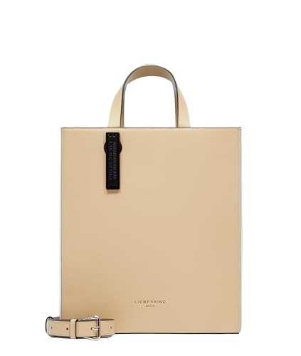 Liebeskind Berlin Paperbag Tote M – Paperbag Tasche aus Leder mit Jacquard-Schultergurt & Logodetails I Damen-Tasche | Leder Handtasche Damen | Women’s Tote Bag von Liebeskind