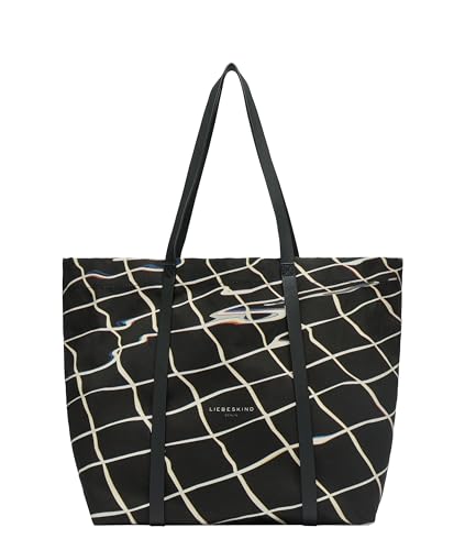 Liebeskind Berlin Damen-Shopper „Aurora“ – Große Canvas-Tasche Damen mit Reißverschlussfach und Leder-Schulterriemen – Shopper Bag Women – Passend für Laptops bis 16 Zoll – Light Bag, Schwarz von LIEBESKIND