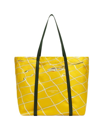 Liebeskind Berlin Damen-Shopper „Aurora“ – Große Canvas-Tasche Damen mit Reißverschlussfach und Leder-Schulterriemen – Shopper Bag Women – Passend für Laptops bis 16 Zoll – Light Bag, Lemon von Liebeskind