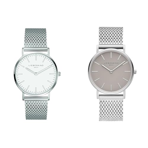 Liebeskind Damen Analog Quarz Armbanduhr mit Edelstahlarmband LT-0075-MQ & DamenArmbanduhr Analog Quarz Edelstahl LT-0169-MQ von Liebeskind