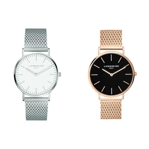 Liebeskind Damen Analog Quarz Armbanduhr mit Edelstahlarmband LT-0075-MQ & Unisex Erwachsene Analog Quarz Uhr, Ip Roségold von Liebeskind