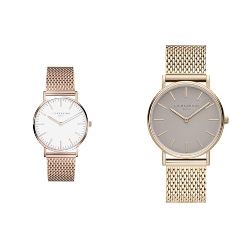 Liebeskind Damen Analog Quarz Armbanduhr mit Edelstahlarmband LT-0077-MQ & DamenArmbanduhr Analog Quarz Edelstahl LT-0170-MQ von Liebeskind