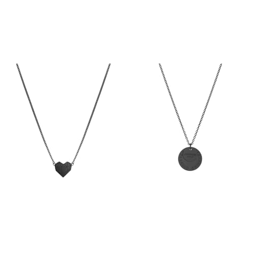 Liebeskind Damen-Collier Edelstahl (schwarz), LJ-0617-N-V 40 & TIME & JEWEL Kette aus Edelstahl in Schwarz LJ-0685-N-45 von Liebeskind