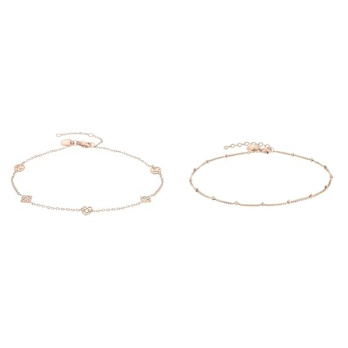 Liebeskind Damen-Fußkette Edelstahl One Size Rosé 32016803 & filigranes Anklet mit Logoanhänger aus Edelstahl IP Roségold LJ-0590-A-27 von Liebeskind