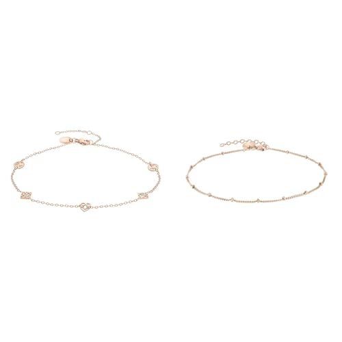 Liebeskind Damen-Fußkette Edelstahl One Size Rosé 32016803 & filigranes Anklet mit Logoanhänger aus Edelstahl IP Roségold LJ-0590-A-27 von Liebeskind