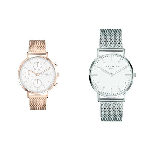 Liebeskind DamenArmbanduhr Multi Zifferblatt Quarz Edelstahl LT-0193-MM & Damen Analog Quarz Armbanduhr mit Edelstahlarmband LT-0075-MQ von Liebeskind