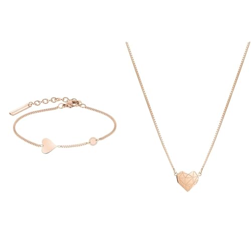 Liebeskind LJ-0511-B-20 Damen Armband Herz Edelstahl Rose 20 cm Damen Halskette aus Edelstahl von Liebeskind