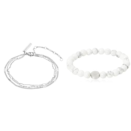 Liebeskind Layering-Armband LJ-0633-B-22 Silber & Damen-Armband Edelstahl mattiert 17 cm - LJ-0026-B-17 von Liebeskind