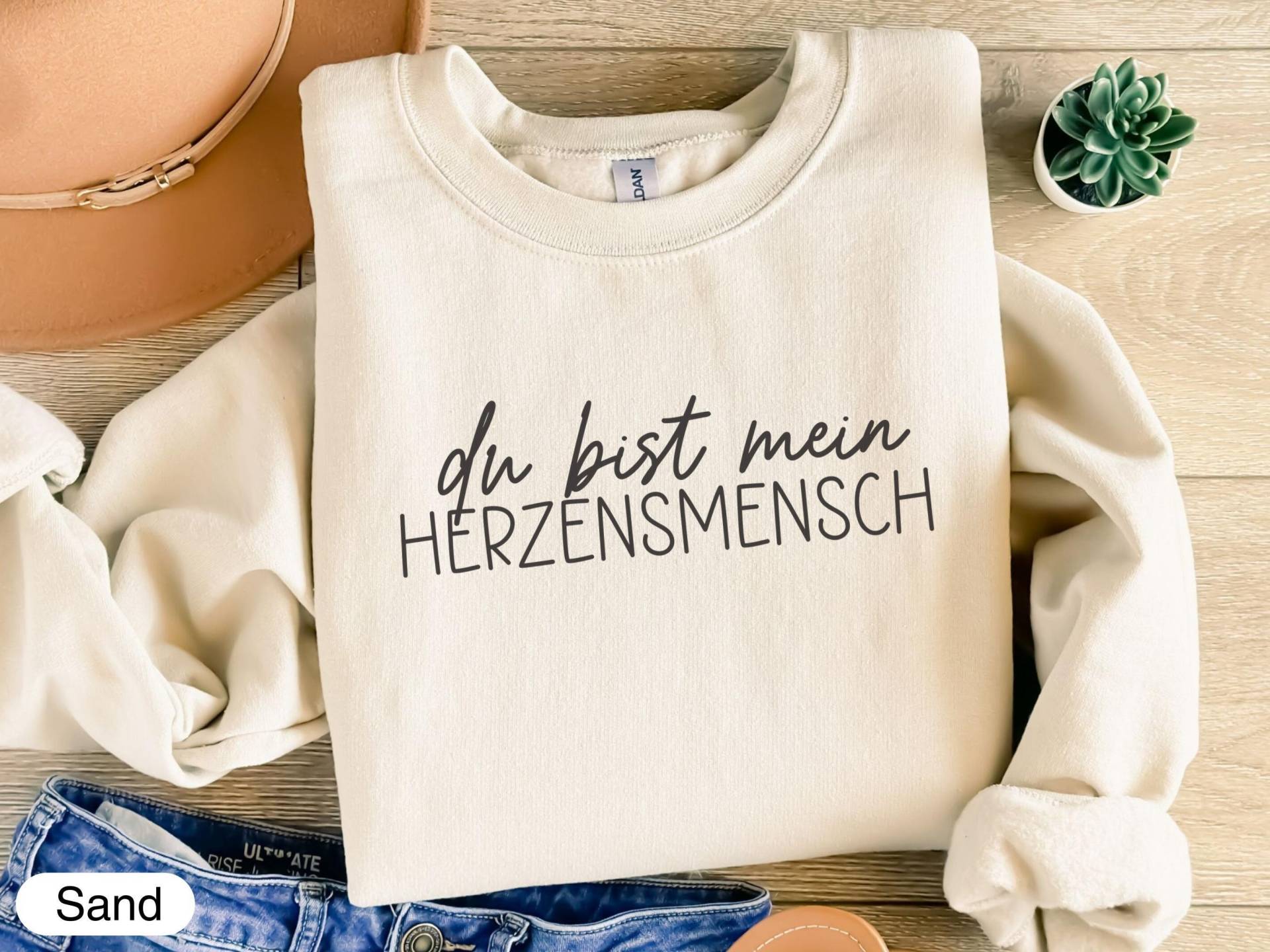 Du Bist Mein Herzensmensch Sweatshirt, Deutsche Zitate Pullover, Liebevolles Geschenk, Trendiger Sweater, Gemütlich, Damen Sweatshirt von LiebevollGeschenkeDE