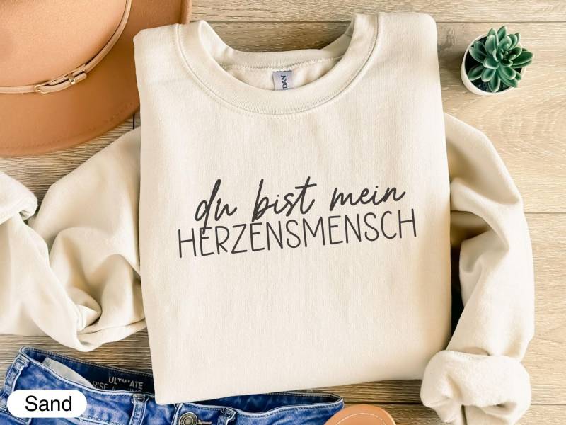 Du Bist Mein Herzensmensch Sweatshirt, Deutsche Zitate Pullover, Liebevolles Geschenk, Trendiger Sweater, Gemütlich, Damen Sweatshirt von LiebevollGeschenkeDE