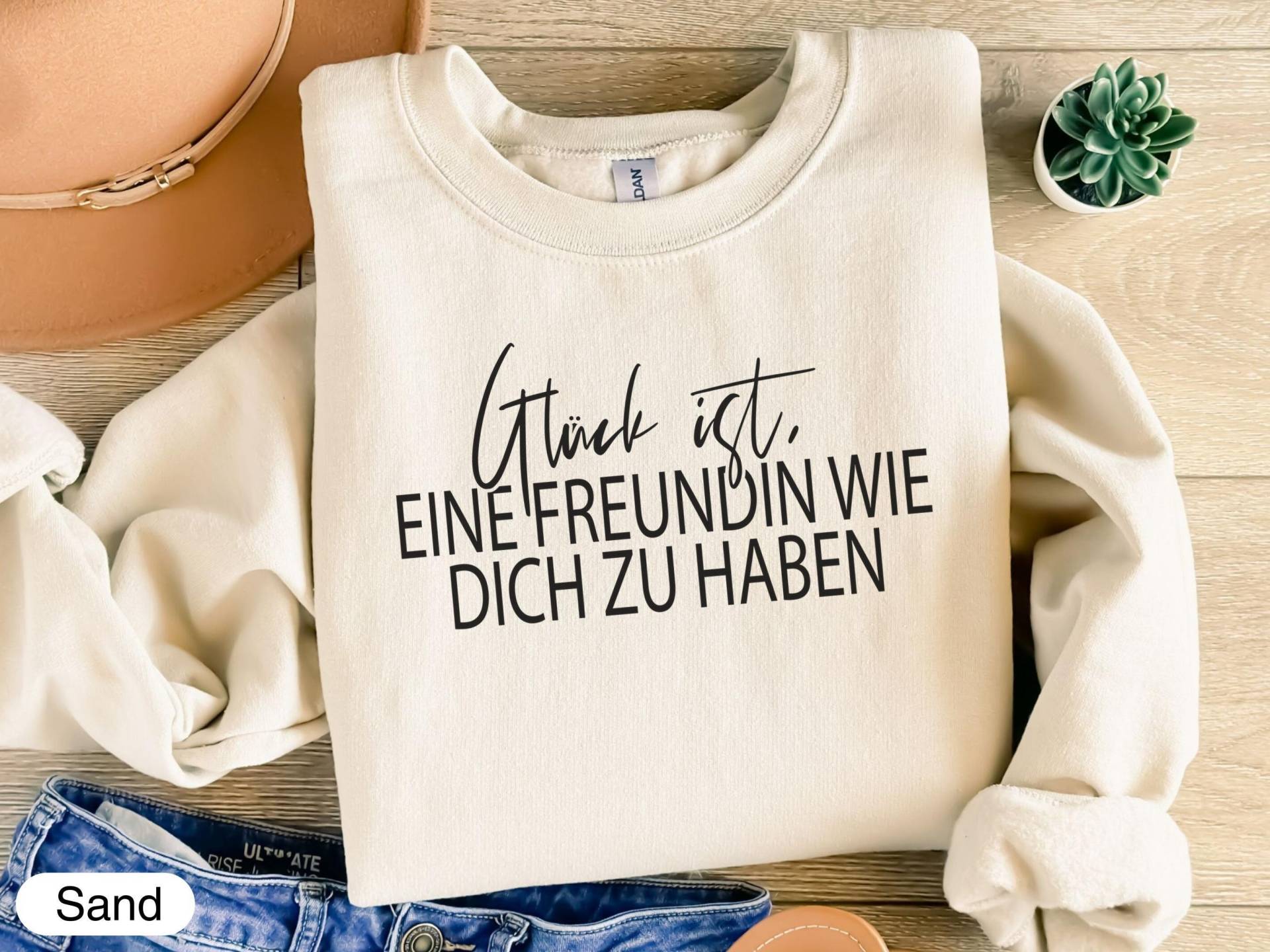 Glück Freundin Sweatshirt, German Quote Pullover, Freundschaft Geschenk, Bester Freund Motivierendes Shirt, Freundschaftsspruch von LiebevollGeschenkeDE
