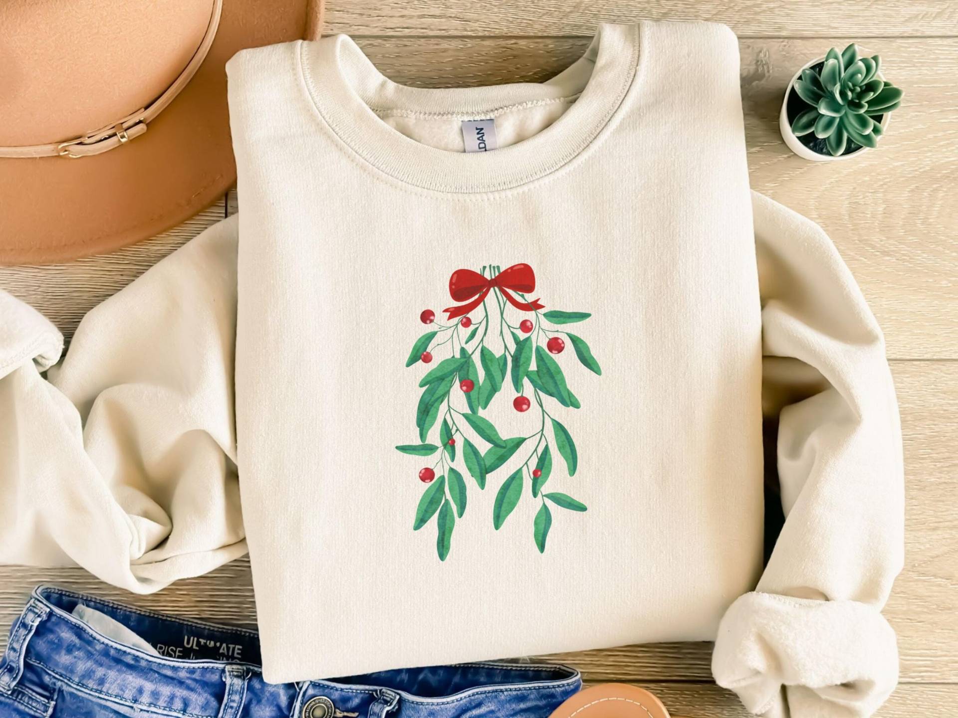 Mistelzweig Sweatshirt, Weihnachtspullover, Festliches Wintermode, Gemütlicher Pullover, Urlaubsgeschenk, Geschenkidee, Damen von LiebevollGeschenkeDE