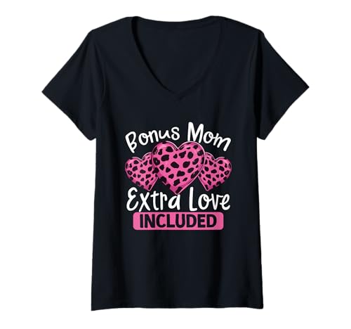 Damen Bonus Mama Mit Liebe für Stiefmutter T-Shirt mit V-Ausschnitt von Liebevolle Bonus Mama und Stiefmutter Bekleidung