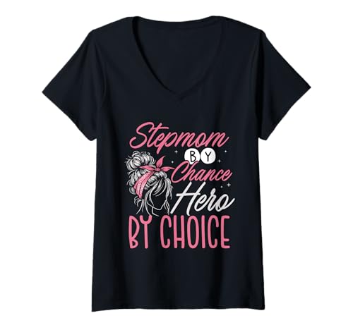 Damen Bonus Mama Stiefmutter T-Shirt mit V-Ausschnitt von Liebevolle Bonus Mama und Stiefmutter Bekleidung
