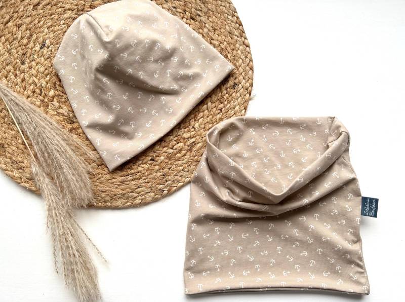Beanie Stirnband Loop Anker Beige von LieblichkeitenManufa