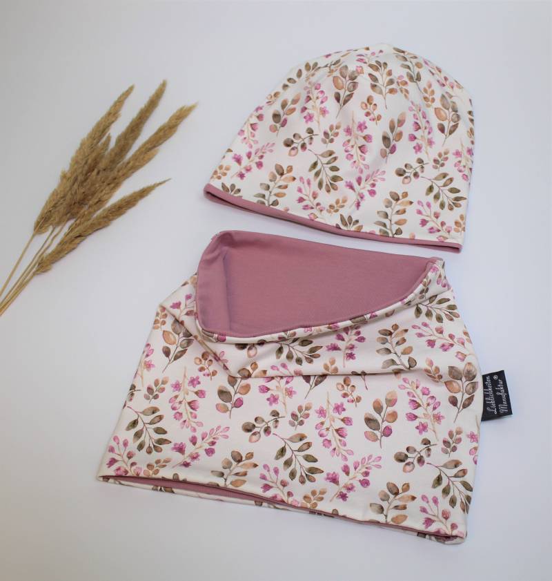 Mützenset Beanie Und Loop Blüten Blätter von LieblichkeitenManufa