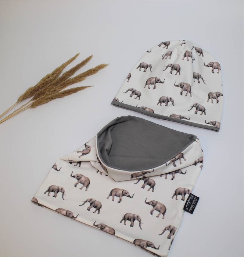 Mützenset Beanie Und Loop Elefanten von LieblichkeitenManufa