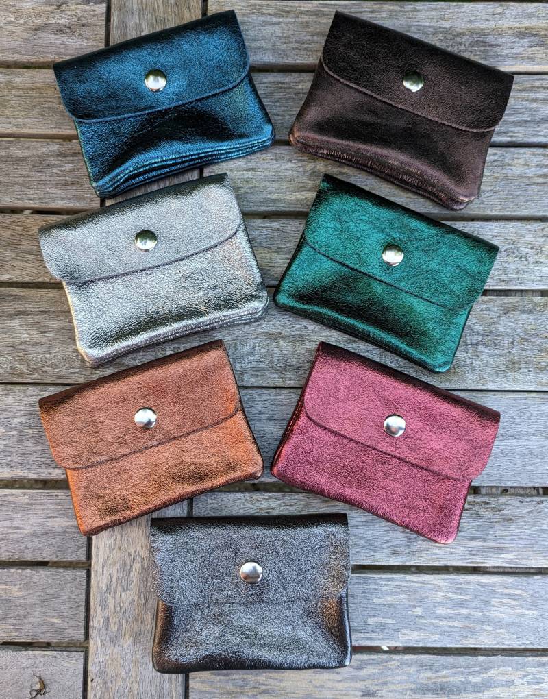 Kleine Leder Geldbörse in Glitzer, Metallic Glänzend, Reißverschluss Mit Druckknopf, Minigeldbörse, Verpackung Für Geldgeschenke, Frauen von Lieblingsaccessoire