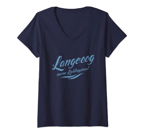 Damen Meine Lieblingsinsel Langeoog T-Shirt mit V-Ausschnitt Damen Meine Lieblingsinsel Langeoog T-Shirt mit V-Ausschnitt von Lieblingsinsel Langeoog Design