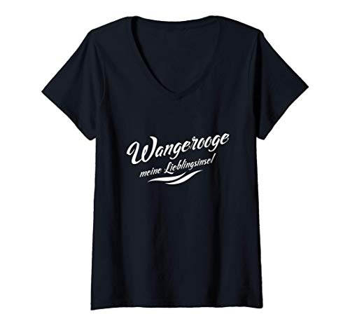 Damen Meine Lieblingsinsel Wangerooge T-Shirt mit V-Ausschnitt von Lieblingsinsel Wangerooge Design