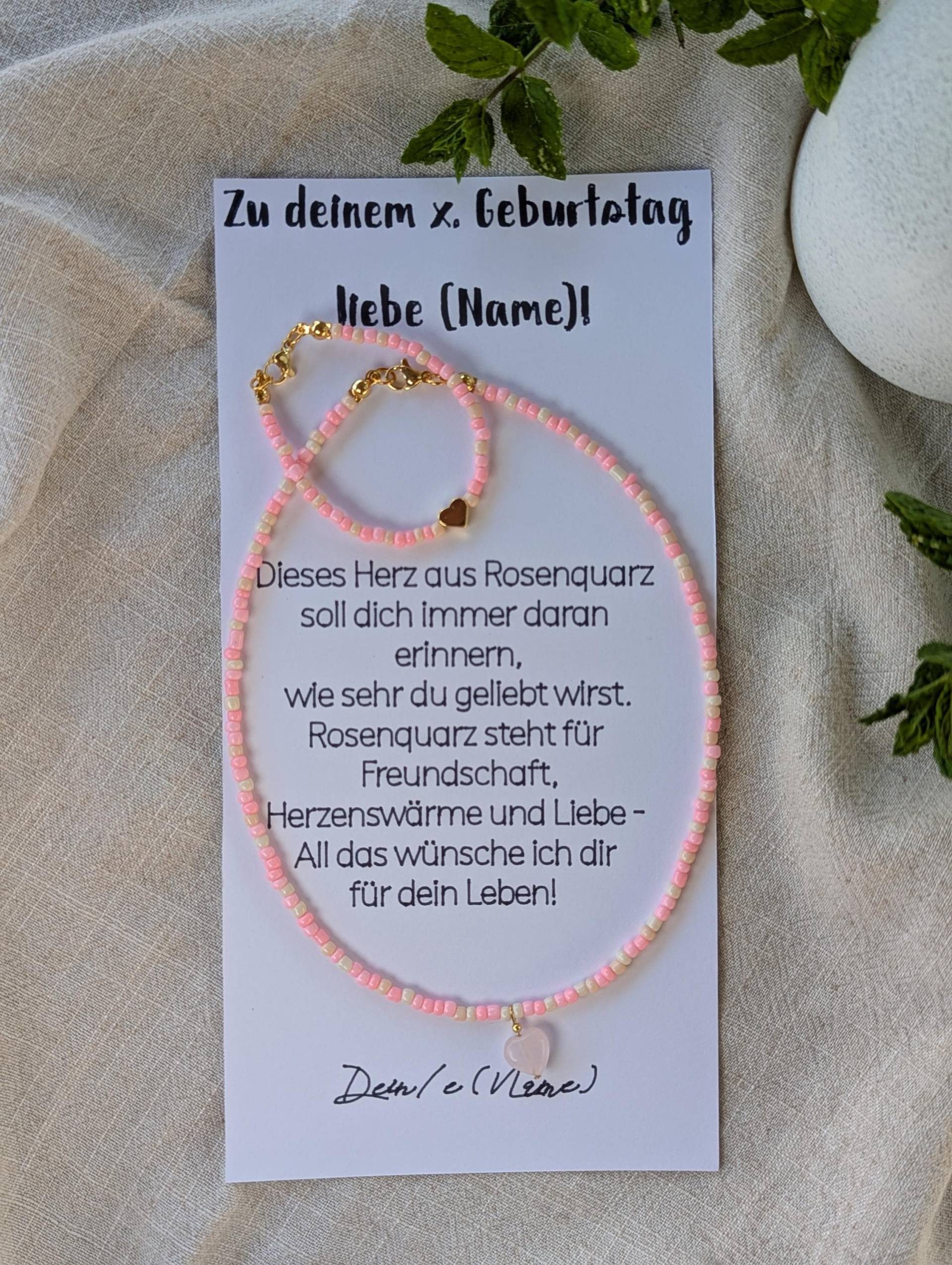 Kinder Schmuckset Rosenquarz Perlenkette & Armband, Herz, Personalisierbar, Geschenk Mädchen Geburtstag Kinder Schmuckset Rosenquarz Perlenkette & Armband, Herz, Personalisierbar, Geschenk Mädchen Geburtstag von Lieblingsklein