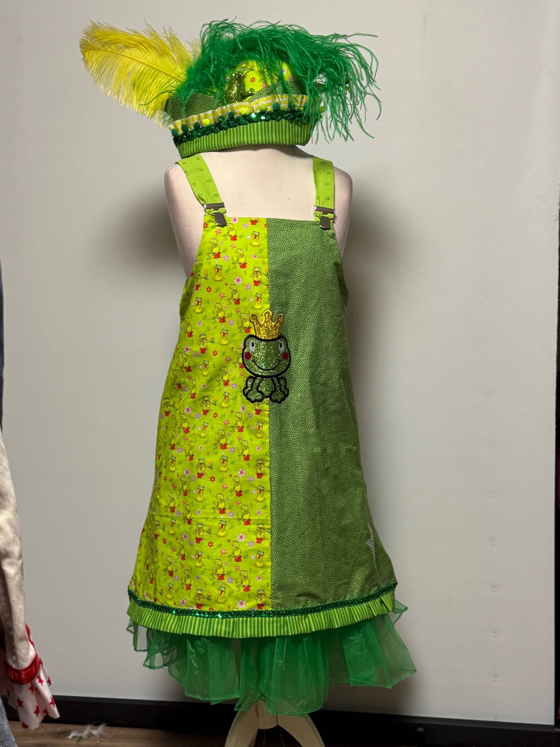 Froschkönig Hängerchen Kleid Karneval, Fasching. Gr.42.unikat Upcycling. Mottoparty. Lieblingskostüm Brustm 52 cm. Bitte Nachmessen Top von Lieblingskostuem