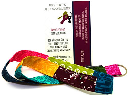 Lieblingsmanufaktur Buntes Geschenk Geburtstag | Happy Birthday | Schlüsselband mit Botschaft fürs Geburtstagskind | liebevolle Geschenkidee Frau | einzigartiges Geburtstagsgeschenk Freundin von Lieblingsmanufaktur