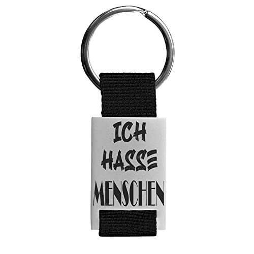 Lieblingsmensch / schöner Schlüsselanhänger mit filigraner und robuster Laser Gravur Modell: Ich hasse Menschen - Textil von Lieblingsmensch