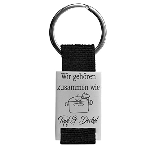 Lieblingsmensch / schöner Schlüsselanhänger mit filigraner und robuster Laser Gravur Modell: Topf & Deckel - Textil von Lieblingsmensch