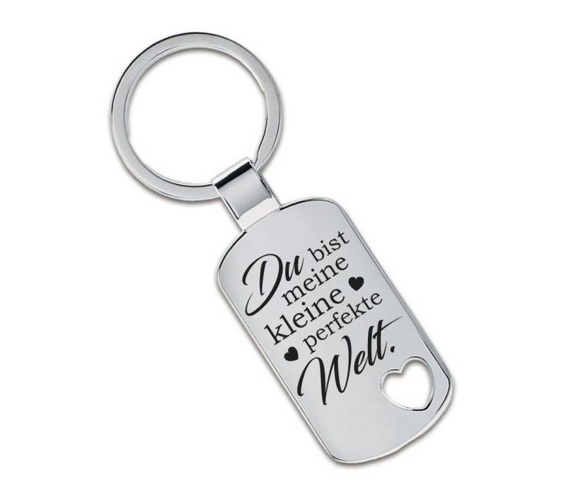 Lieblingsmensch Schlüsselanhänger Du bist meine kleine perfekte Welt.-ein tolles Geschenk&Glücksbringer (Schlüsselanhänger mit Gravur, inklusive Schlüsselring), Robuste und filigrane Lasergravur von Lieblingsmensch