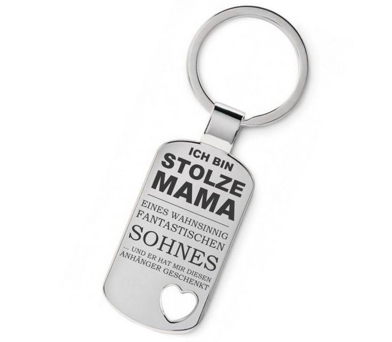 Lieblingsmensch Schlüsselanhänger Ich bin stolze Mama - Sohn... ein tolles Geschenk / Glücksbringer (Schlüsselanhänger mit Gravur, inklusive Schlüsselring), Robuste und filigrane Lasergravur von Lieblingsmensch