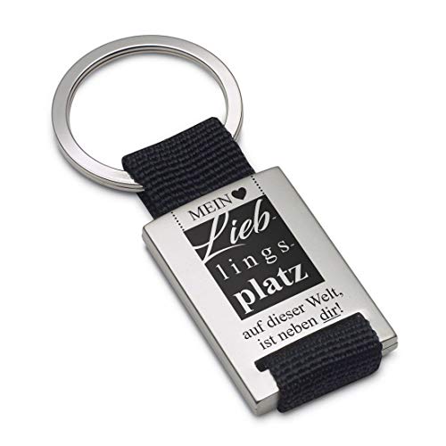 Lieblingsmensch Schlüsselanhänger Modell: Mein Lieblingsplatz auf dieser Welt, ist neben dir! - Textil - mit Rückseitengravur von Lieblingsmensch