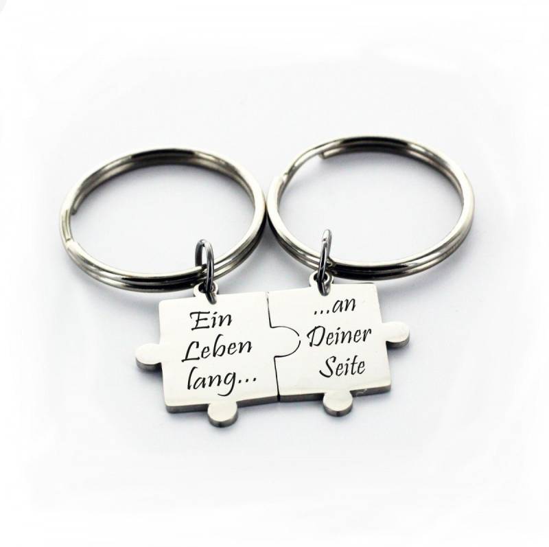 Lieblingsmensch Schlüsselanhänger Partner Set Puzzleteile - Ein Leben lang - ein tolles Geschenk, Robuste und filigrane Lasergravur von Lieblingsmensch