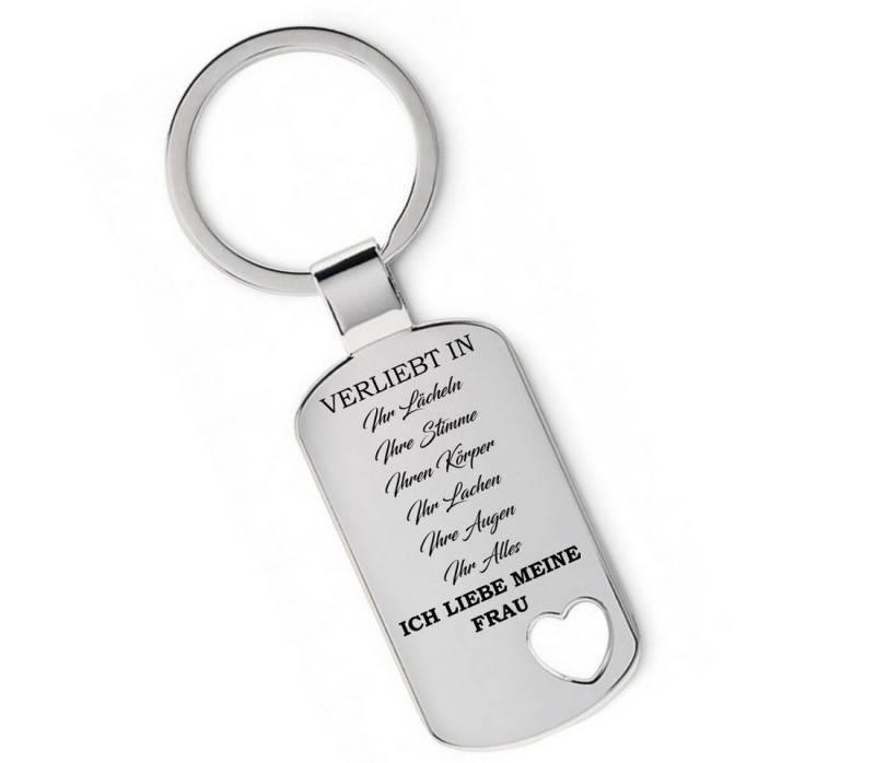 Lieblingsmensch Schlüsselanhänger Verliebt in meine Frau - ein tolles Geschenk &Glücksbringer (Schlüsselanhänger mit Gravur, inklusive Schlüsselring), Robuste und filigrane Lasergravur von Lieblingsmensch