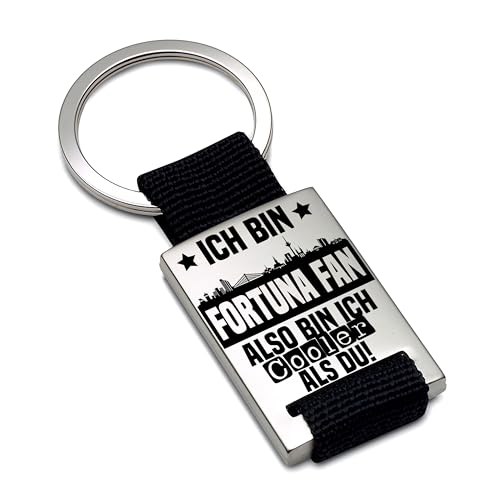 Lieblingsmensch Schlüsselanhänger mit Gravur | Ich bin Fortuna Fan also bin ich cooler als du! | Fußball Schlüsselanhänger für Düsseldorf Fan | Skyline deiner Stadt | hochwertige Lasergravur von Lieblingsmensch