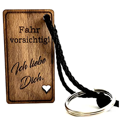 Lieblingsmensch Schutzengel Schlüsselanhänger Holz Modell: Fahr vorsichtig! Ich liebe Dich - Herz von Lieblingsmensch